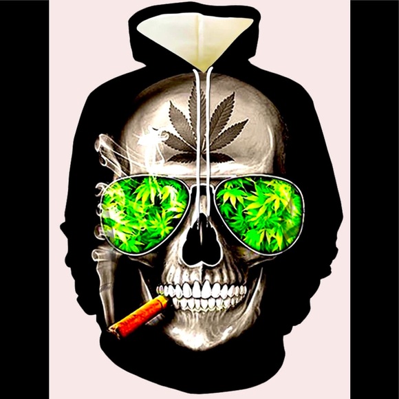 Street Graphics Double Sided Skull PullOver Long Sleeve Kangaroo Pocket Hoodie - Picture 1 of 4